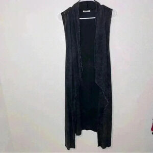 Rock Etiquette Womens Black Sleeveless Cardigan Size S/M Open Front Pockets Long